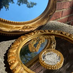 1960s Vintage Trifari Gold Framed Glass Lion LEO Pendant & Chain